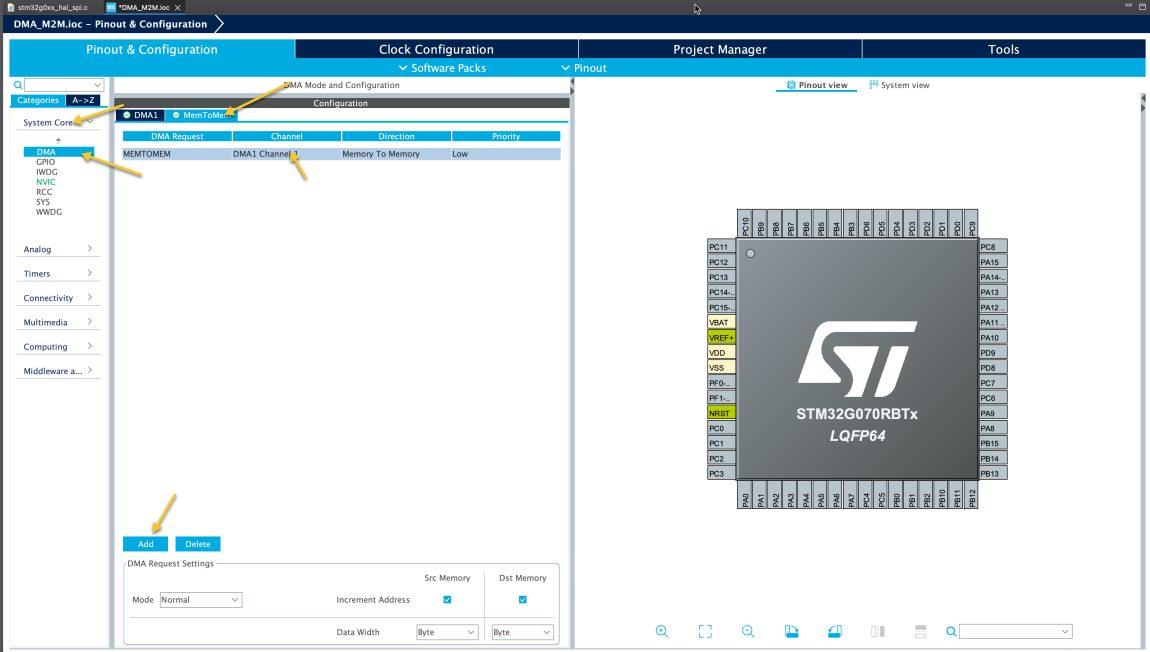 Getting Started with STM32G0 and STM32CubeIDE: DMA in Memory to Memory ...