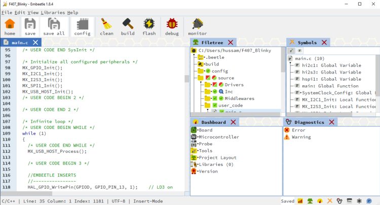 Getting Started With Embeetle IDE: Testing The IDE – EmbeddedExpertIO