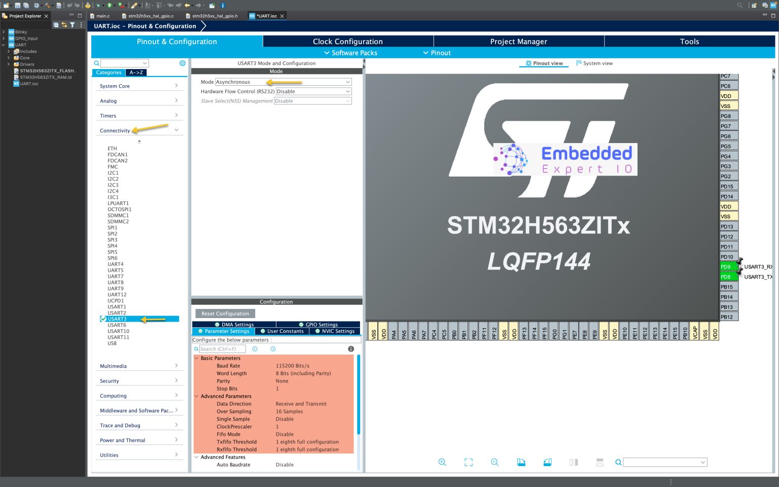 Getting Started with STM32H5 ARM Cortex M33: UART TX in DMA ...