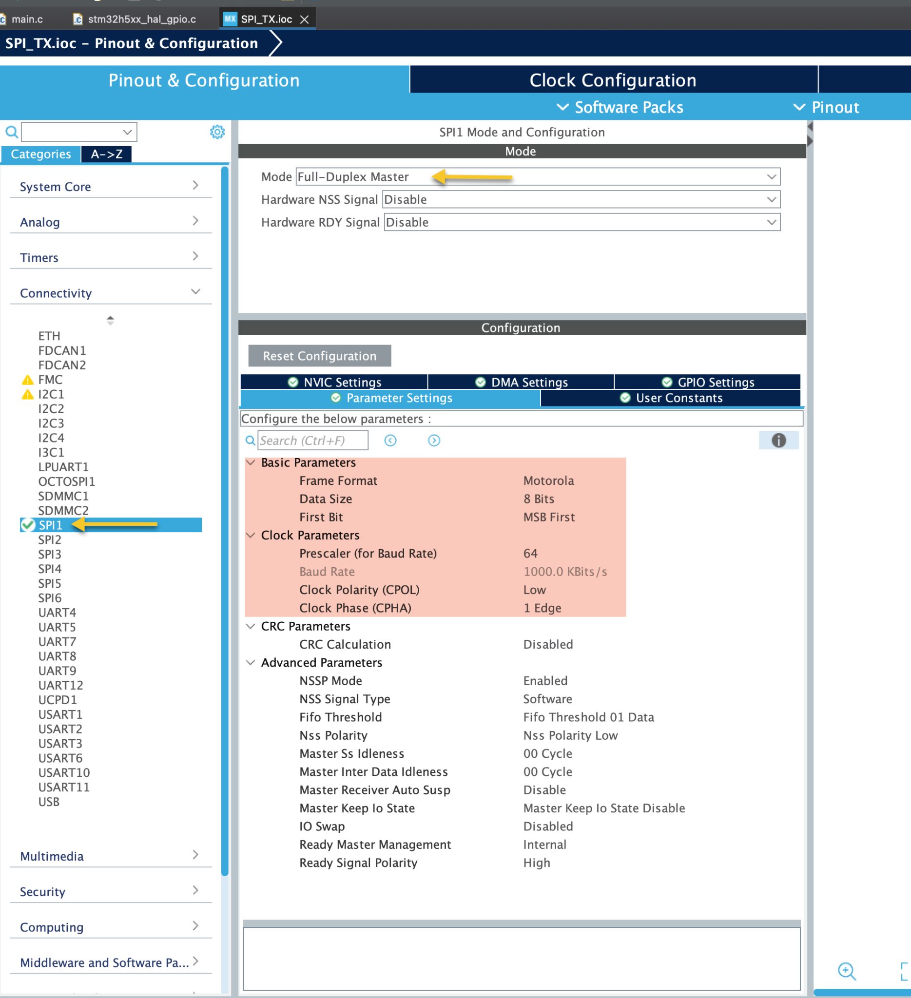 Getting Started with STM32H5 ARM Cortex M33: SPI in TX Mode ...