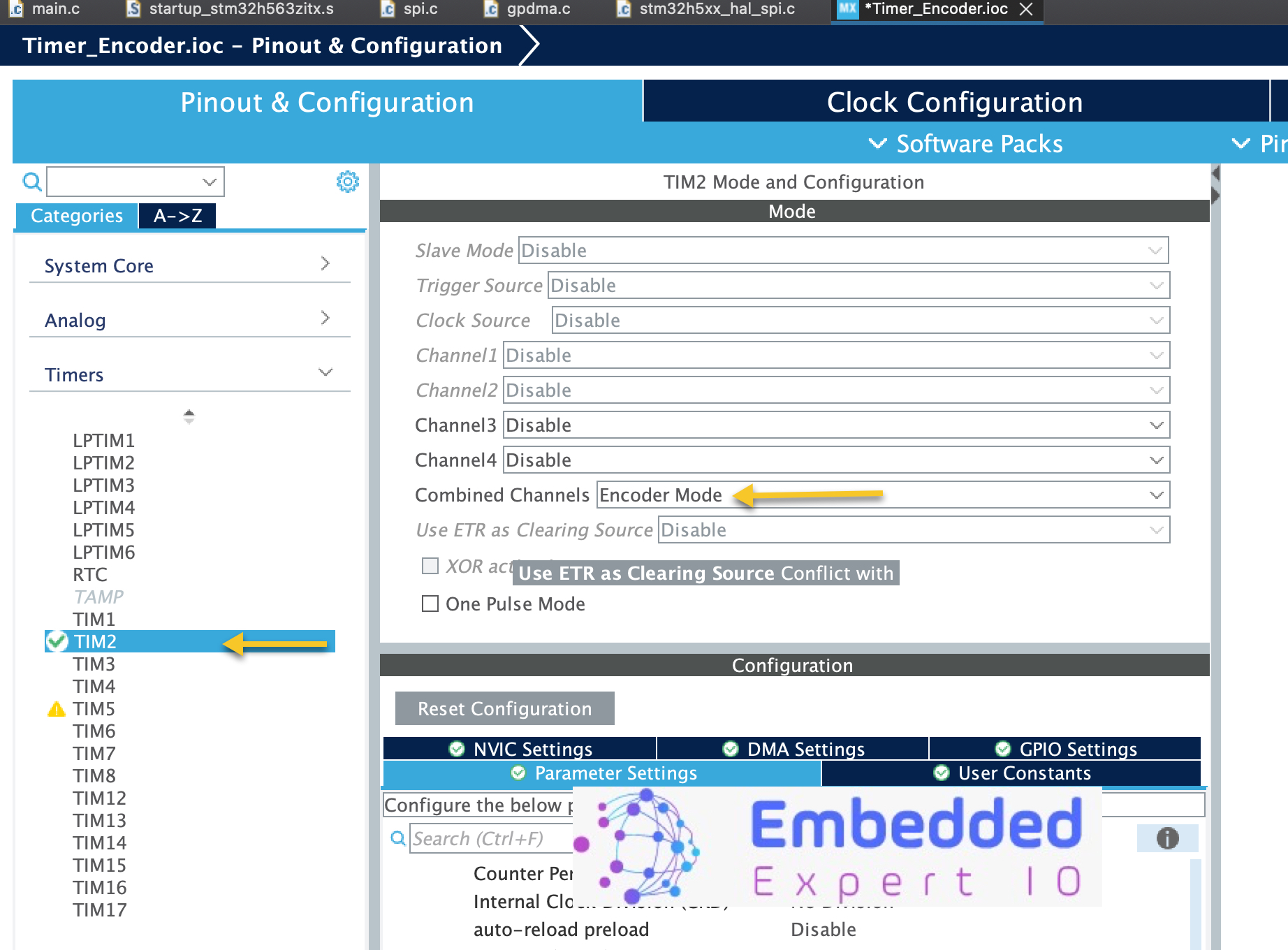 Getting Started with STM32H5 ARM Cortex M33: Timer in Encoder Mode ...