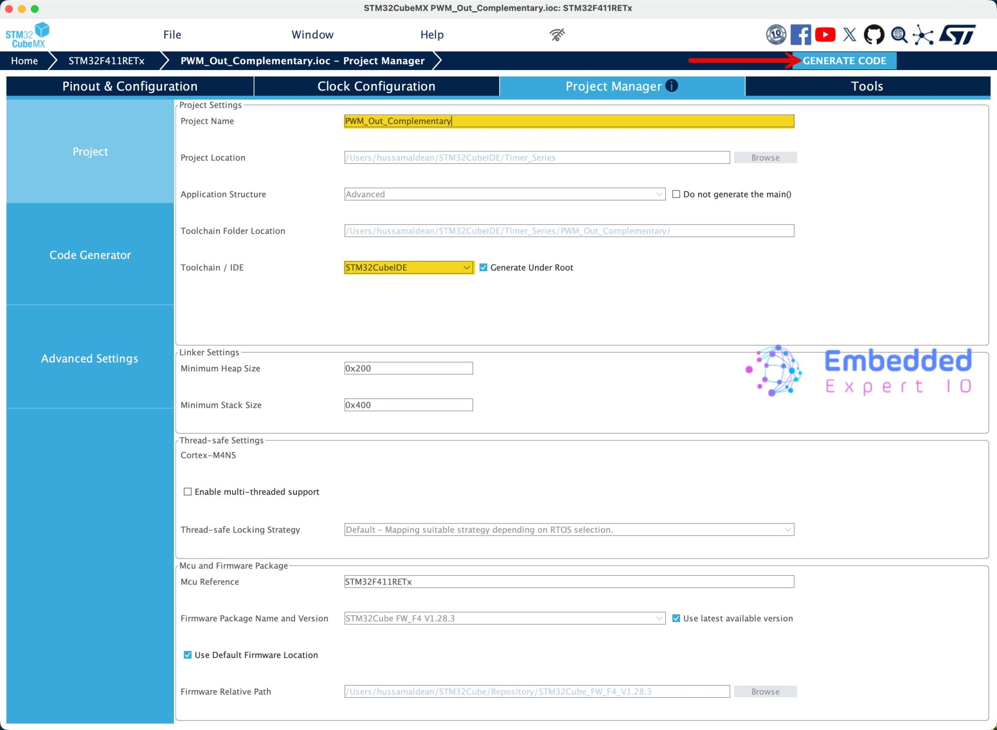 STM32 Timers Applications: Complementary PWM Generation – EmbeddedExpertIO