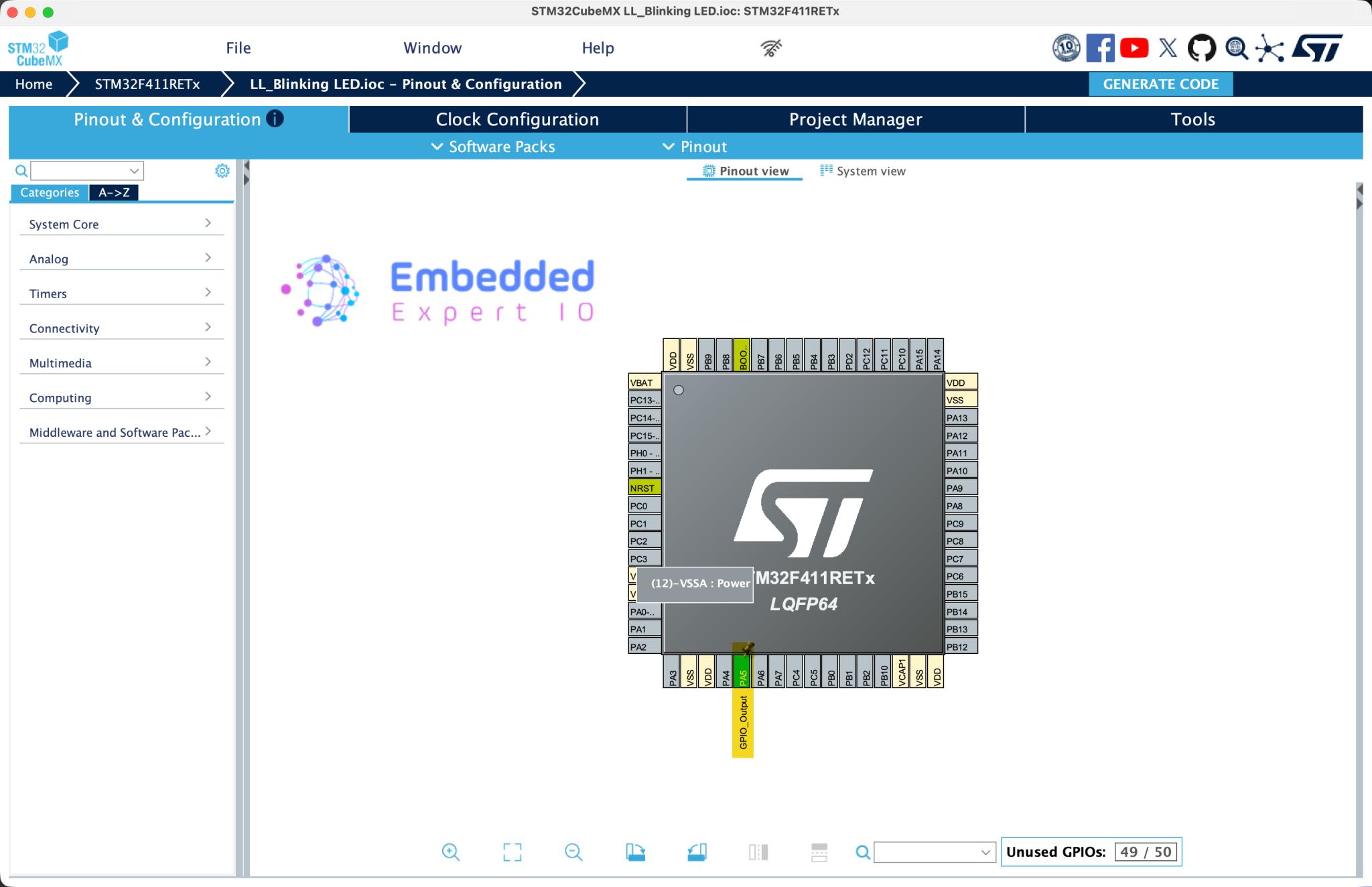 Getting Started with STM32 Low Layer (LL): Blinking an LED ...